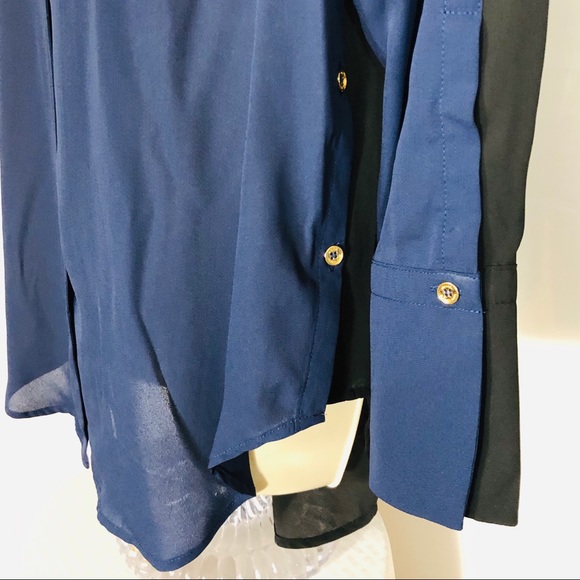 New.! Michael Kors Dress Blouse Blue Black Size S - Picture 8 of 8
